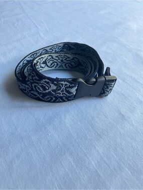 Bison Designs fabric belt boho blue print y2K skinny unisex size 8